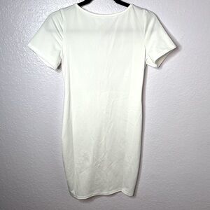 Women’s Sexy White V Low Back Lace Zipper Mini Bodycon Size Large NWOT